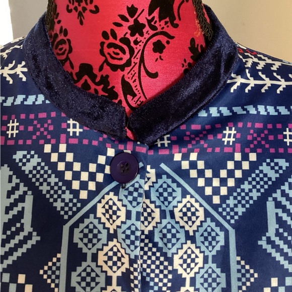 FLORYDAY Colorful Patterned Long Sleeve Coat With Velvet Accents M - Picture 3 of 10